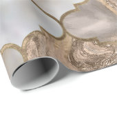 Papier Cadeau Marbre blanc de treillis marocain et or (Coin rond)