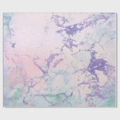 Papier Cadeau Marbre blanc en argent glam rose rose Pearly Ivory (Plat)