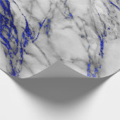 Papier Cadeau Marbre blanc gris brillant Brosses bleu marine (Coin)