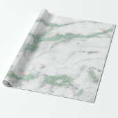Papier Cadeau Marbre blanc Mint Green Parties scintillant gris a (Déroulé)