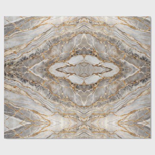 Papier Cadeau Marbre blanc or craquelé moderne (Plat)