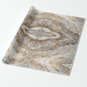 Papier Cadeau Marbre blanc or craquelé moderne (Déroulé)