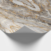 Papier Cadeau Marbre blanc or craquelé moderne (Coin)