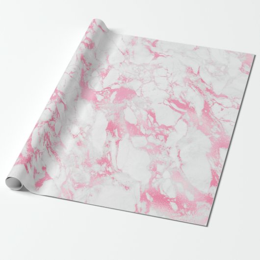 Papier Cadeau Marbre blanc rose (Déroulé)