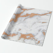 Papier Cadeau Marbre blanc Rose Or Or Métal cuivre gris (Déroulé)