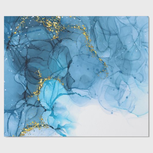 Papier Cadeau Marbre bleu Abstrait (Plat)