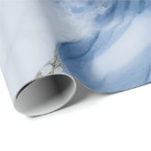 Papier Cadeau marbre bleu abstrait motif côtier (Coin rond)