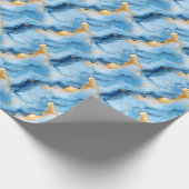 Papier Cadeau Marbre Bleu Ciel et Or (Coin)