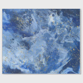Papier Cadeau Marbre bleu et texture or (Plat)