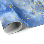 Papier Cadeau Marbre bleu et texture or (Coin rond)