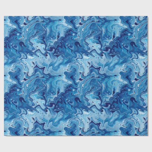 Papier Cadeau Marbre bleu Fluide art (Plat)