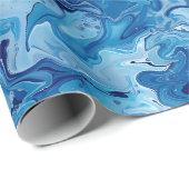 Papier Cadeau Marbre bleu Fluide art (Coin rond)