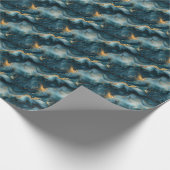 Papier Cadeau Marbre Bleu foncé et Or (Coin)
