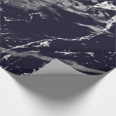 Papier Cadeau Marbre Bleu Marine Argent Gris Grippe Pierre VIP (Coin)