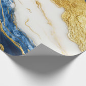Papier Cadeau Marbre bleu marine de luxe et feuille d'or (Coin)