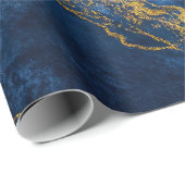 Papier Cadeau Marbre bleu marine de luxe et feuille d'or (Coin rond)