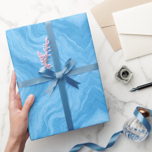 Papier Cadeau Marbre Bleu Océan (Cadeaux)