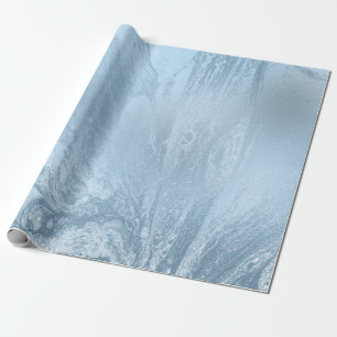 Papier Cadeau Marbre bleu parties scintillant moderne et éléga