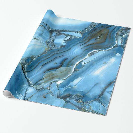 Papier Cadeau Marbre bleu profond (Déroulé)