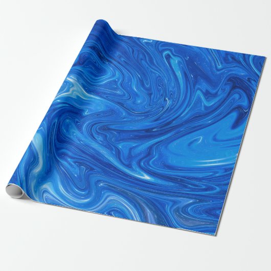 Papier Cadeau Marbre bleu simple et élégant Artwork Abstrait| (Déroulé)