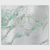 Papier Cadeau Marbre brillant gris argenté vert émeraude (Plat)