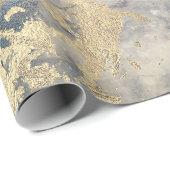 Papier Cadeau Marbre Champaigne Or Gris Bleu Métal Gris (Coin rond)