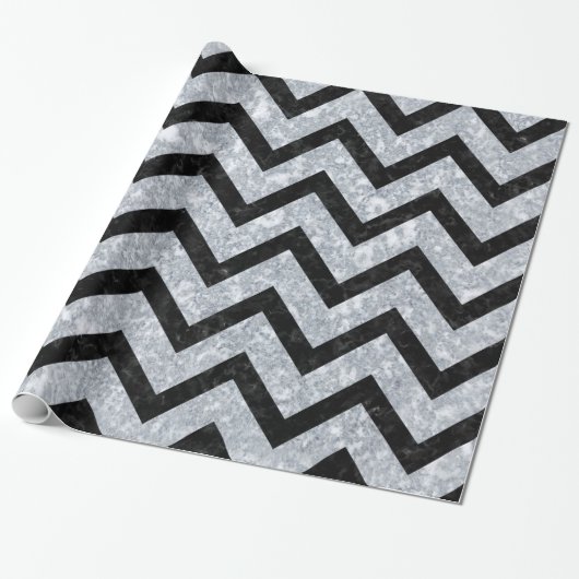 PAPIER CADEAU MARBRE CHEVRON9 NOIR ET MARBRE GRIS (R) (Déroulé)