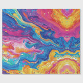 Papier Cadeau marbre, couleurs arc-en-ciel, design géométrique,  (Plat)