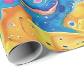 Papier Cadeau marbre, couleurs arc-en-ciel, design géométrique,  (Coin rond)