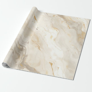 Papier Cadeau Marbre Crème Pastel Or
