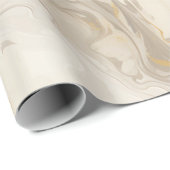 Papier Cadeau Marbre Crème Pastel Or (Coin rond)