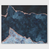 Papier Cadeau Marbre d'agate d'huile d'or bleu marine et Rose (Plat)