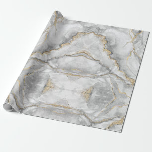 Papier Cadeau Marbre d'argent blanc or assez