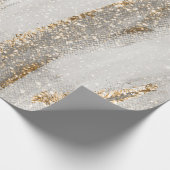 Papier Cadeau Marbre de luxe Gold Strokes blanc et gris (Coin)