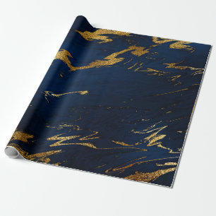 Papier Cadeau Marbre d'or de la Terre profonde Marine Bleue
