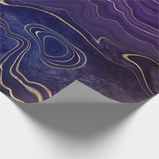 PAPIER CADEAU MARBRE D'OR PURPLE MARIAGE WRAP D'ANNIVERSAIRE (Coin)
