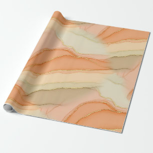 Papier Cadeau Marbre Doré Abstrait Chaud Neutre Biologique