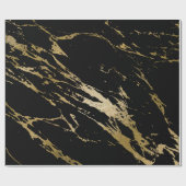 Papier Cadeau Marbre doré brillant Noir Abstrait minimal (Plat)