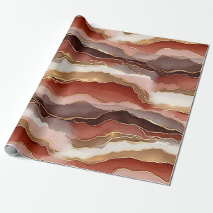 Papier Cadeau Marbre doré marron rouille Contemporain