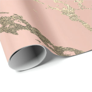 Papier Cadeau Marbre doré pastel rose pâle brillant Abstrait