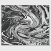 Papier Cadeau Marbre élégant 7 - liquide noir et blanc (Plat)