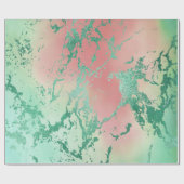 Papier Cadeau Marbre frais | Corail pastel et ombre vert délicie (Plat)