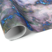 Papier Cadeau Marbre gris avec Parties scintillant bleue (Coin rond)