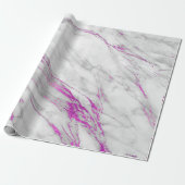 Papier Cadeau Marbre gris blanc Brosses rose brillant (Déroulé)
