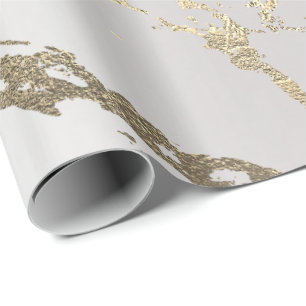 Papier Cadeau Marbre gris blanc or brillant Glam Abstrait VIP