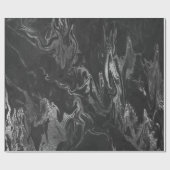 Papier Cadeau Marbre gris noir argenté brillant (Plat)