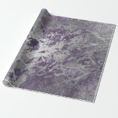 Papier Cadeau Marbre gris-violet argenté Brillant en métal (Déroulé)