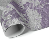 Papier Cadeau Marbre gris-violet argenté Brillant en métal (Coin rond)