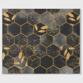 Papier Cadeau Marbre hexagone texture transparente avec feuilles (Plat)