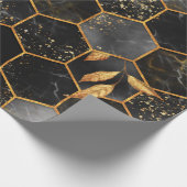 Papier Cadeau Marbre hexagone texture transparente avec feuilles (Coin)